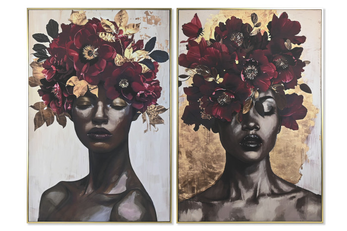CUADRO LIENZO CHICA FLORES