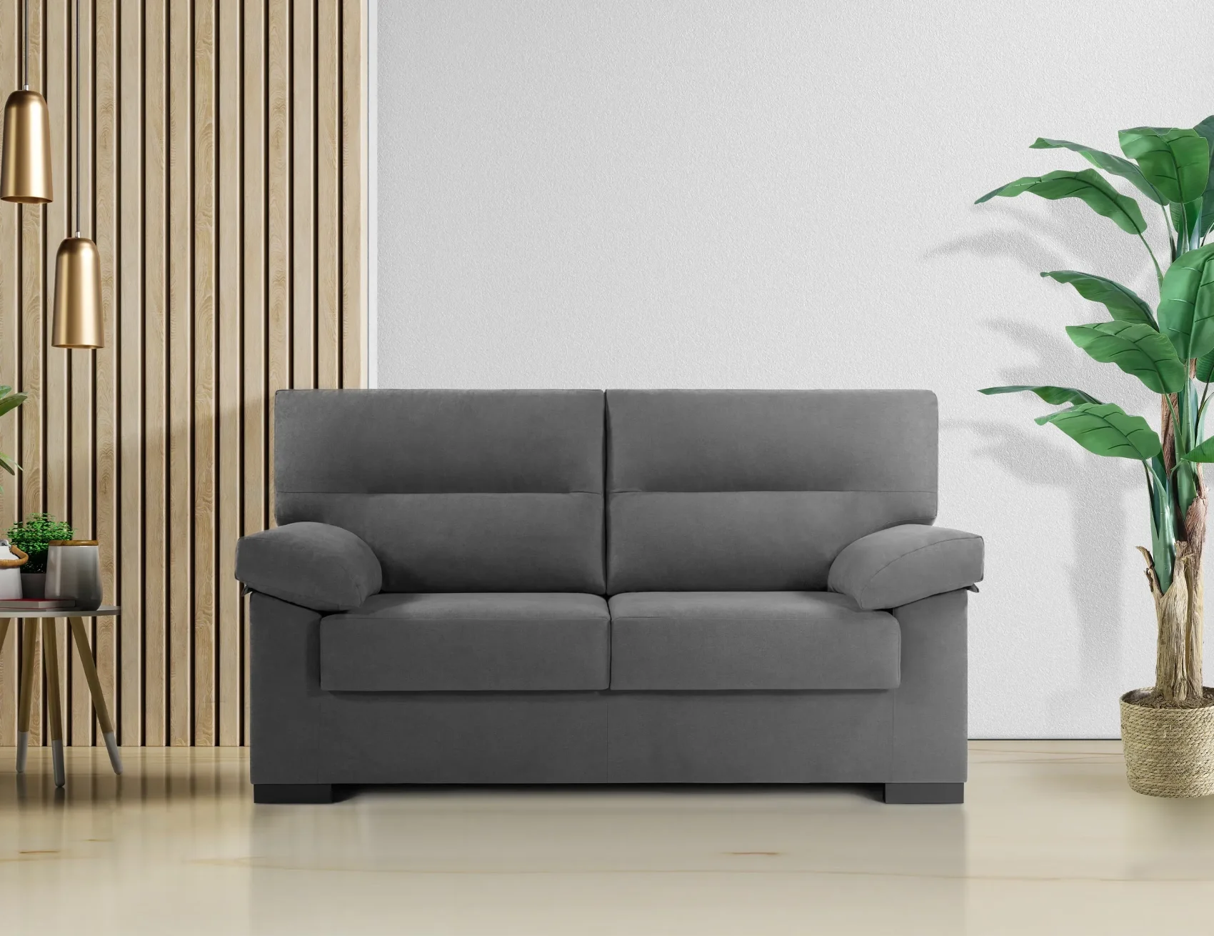 Sofà CHIC de 2 places entapissat en gris fosc