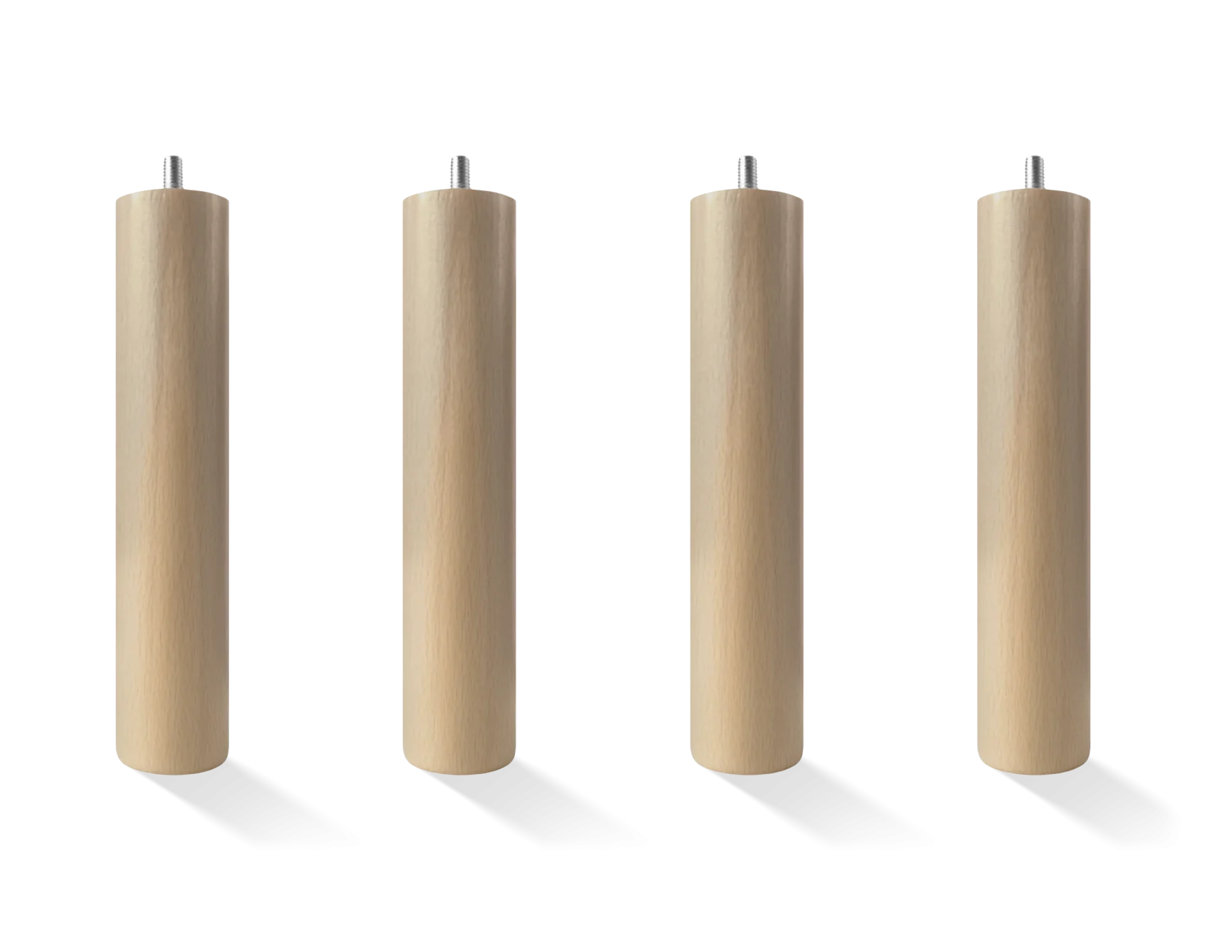 Pack 4 patas de madera cilíndricas 25 cm – Tornillo M10