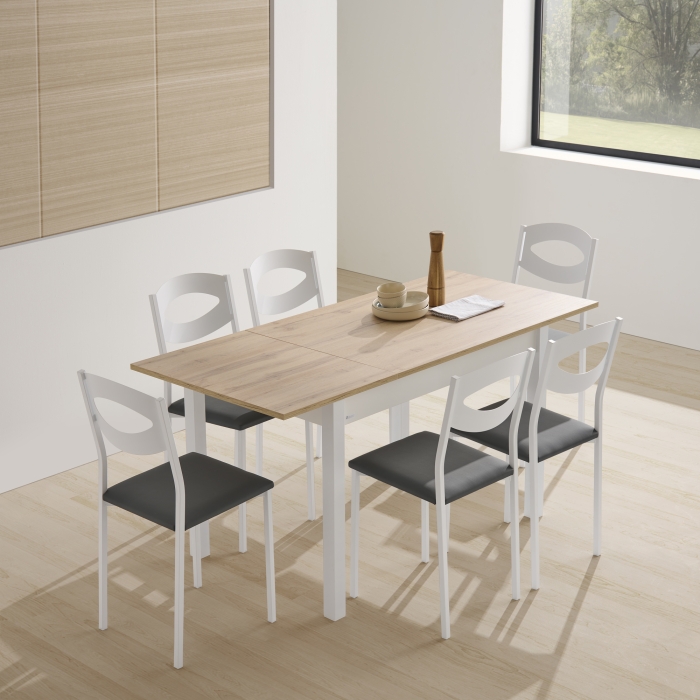 Taula extensible Arona blanca i fusta