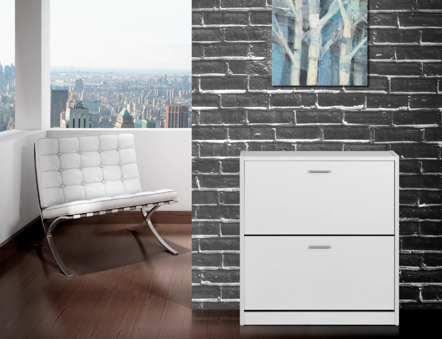 Sabater compacte blanc amb 2 safates abatibles metàl·liques