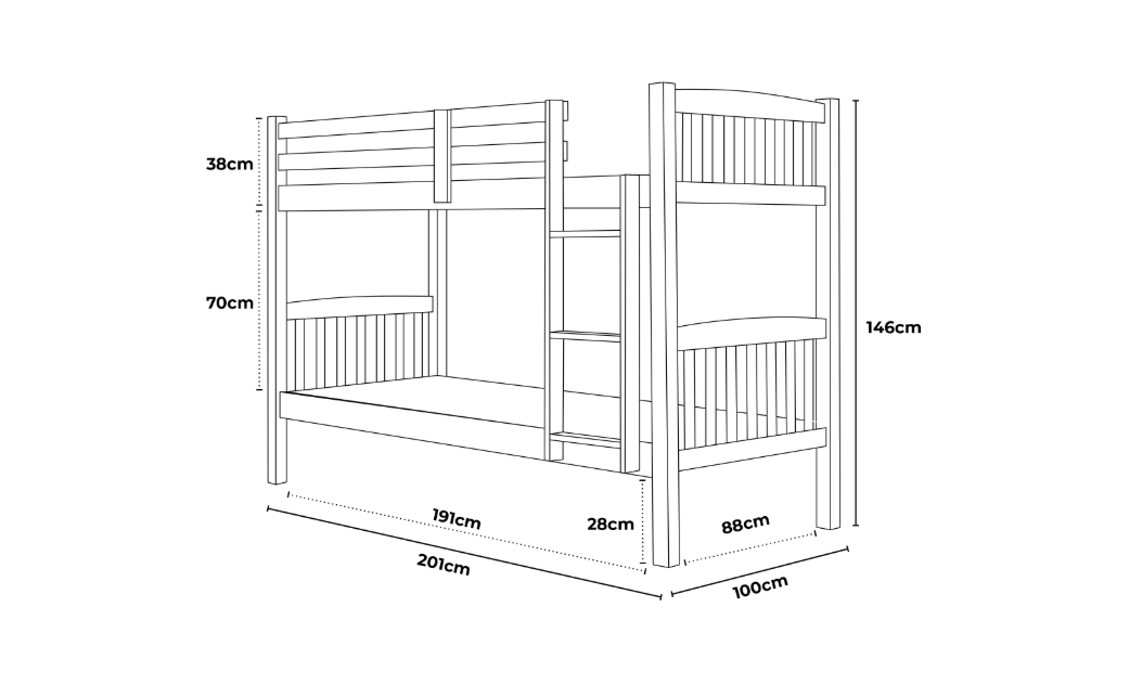 Litera infantil de madera natural PREMIER