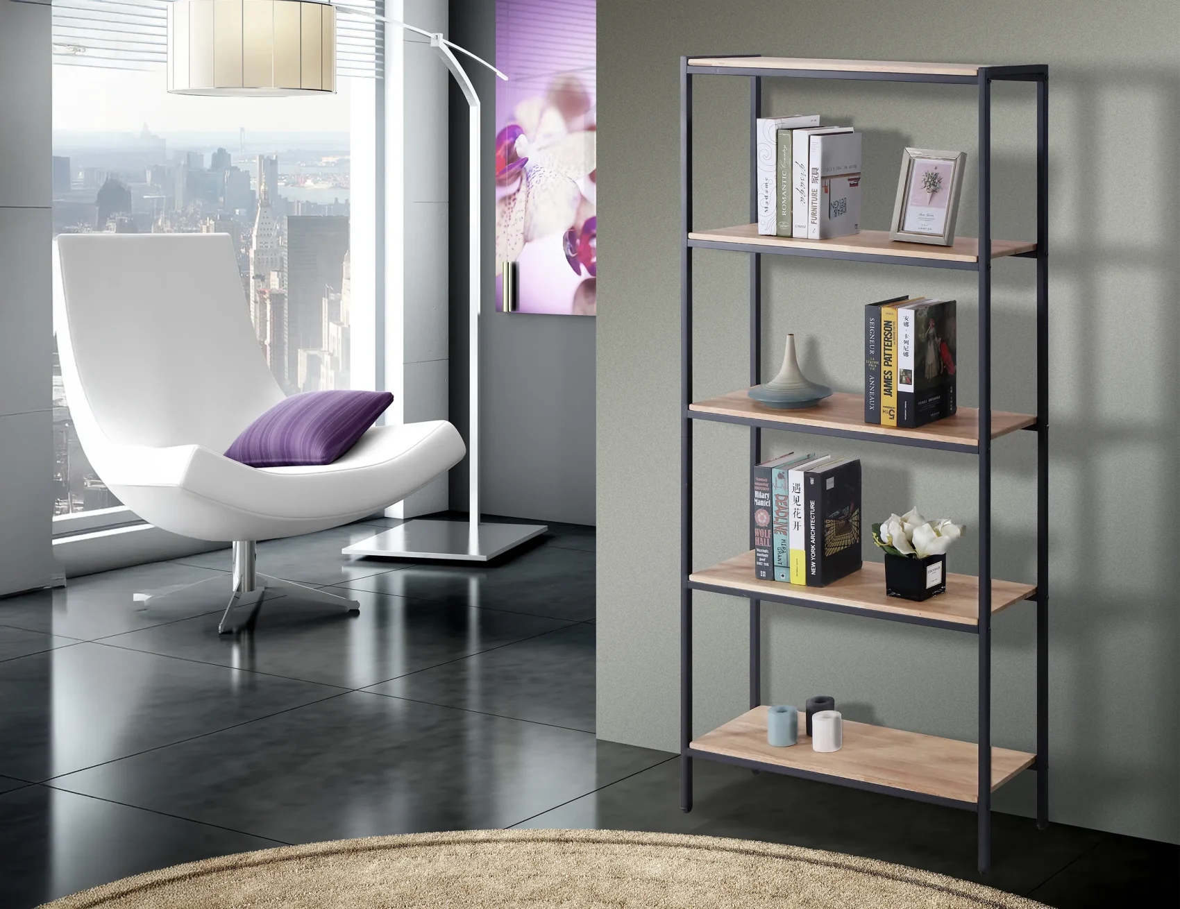 Estantería decorativa industrial con 5 baldas – modelo Jack