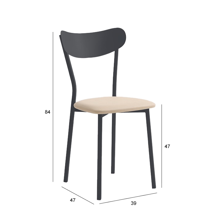 Silla de Comedor “Eva” con Asiento Tapizado Beige