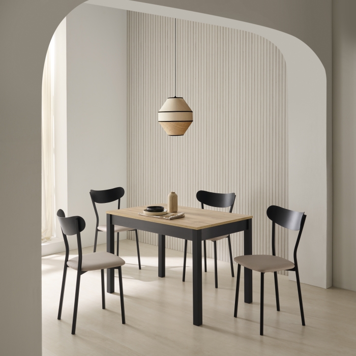 Silla de Comedor “Eva” con Asiento Tapizado Beige