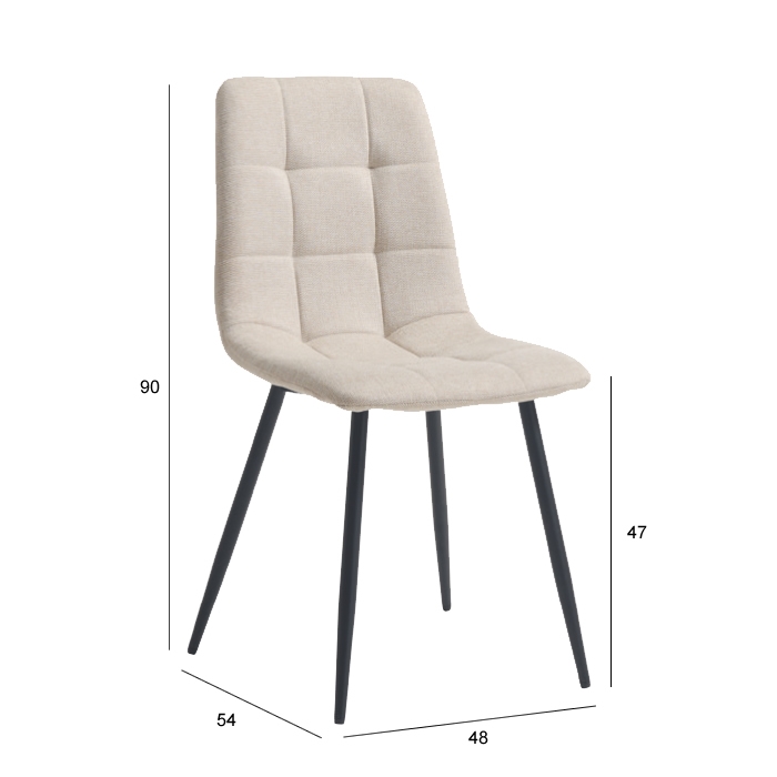 Silla de comedor Lisboa beige con patas metálicas negras