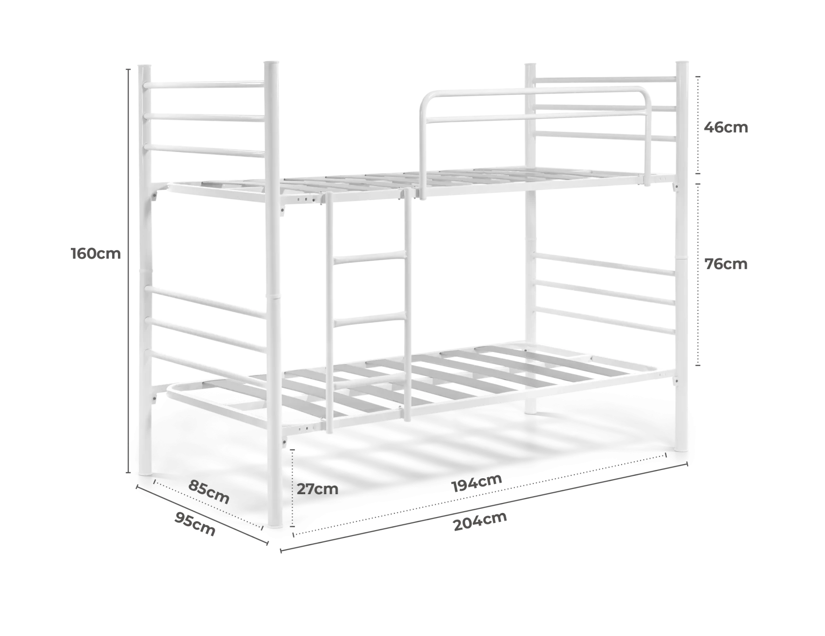Litera metálica blanca convertible en dos camas individuales