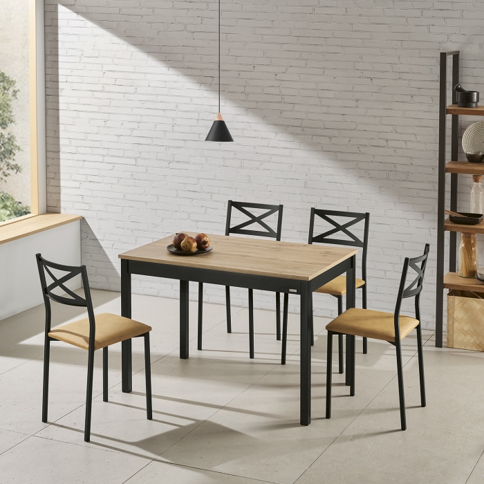 Mesa de comedor Niza roble y negro