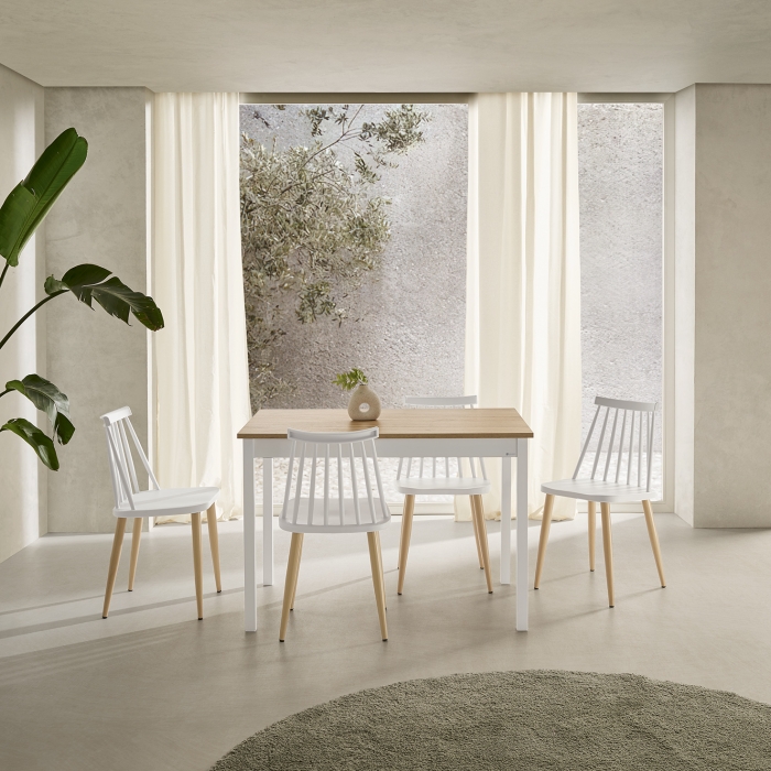 Silla Nova blanca y madera