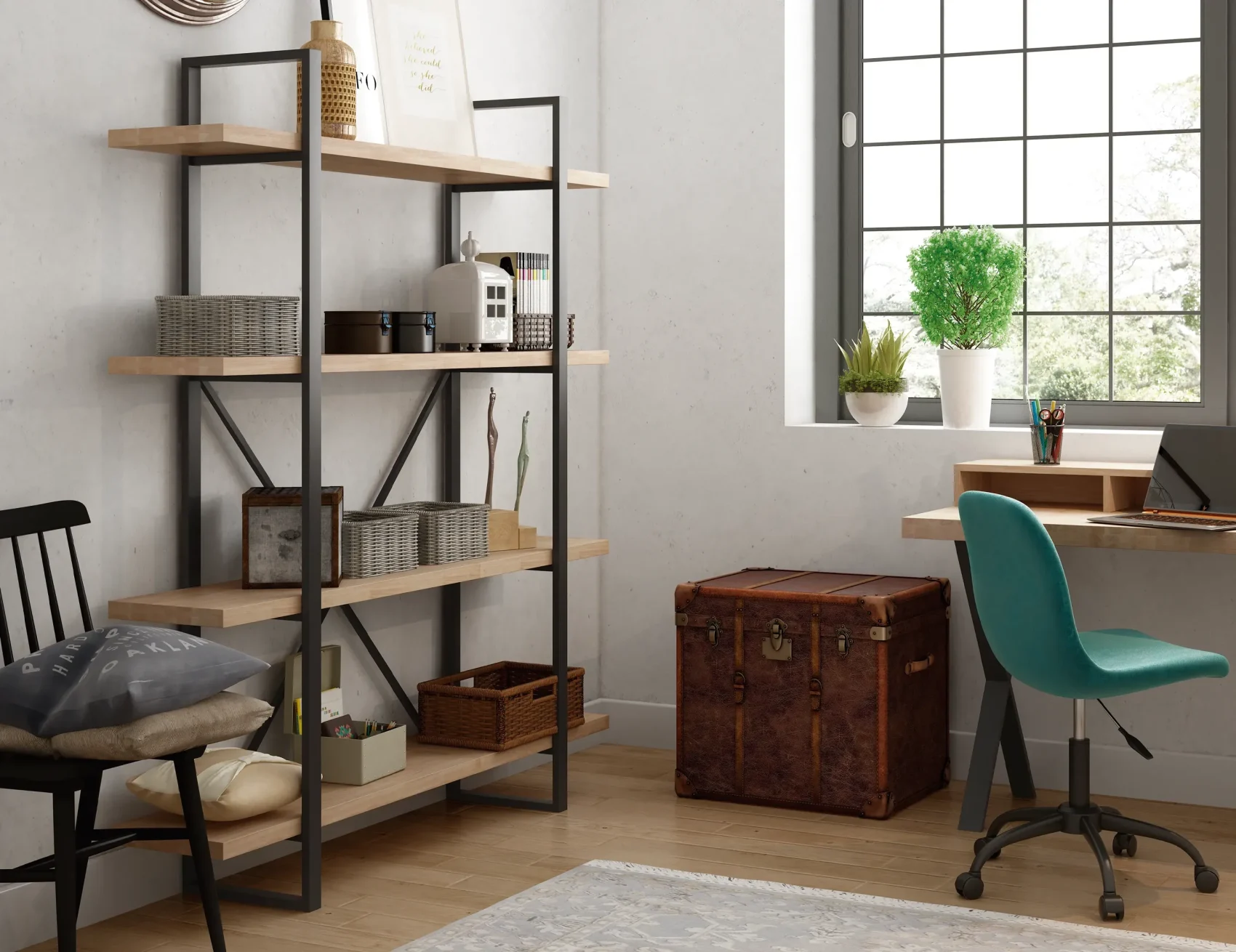 Estantería industrial de madera y metal 5 baldas – modelo Plank