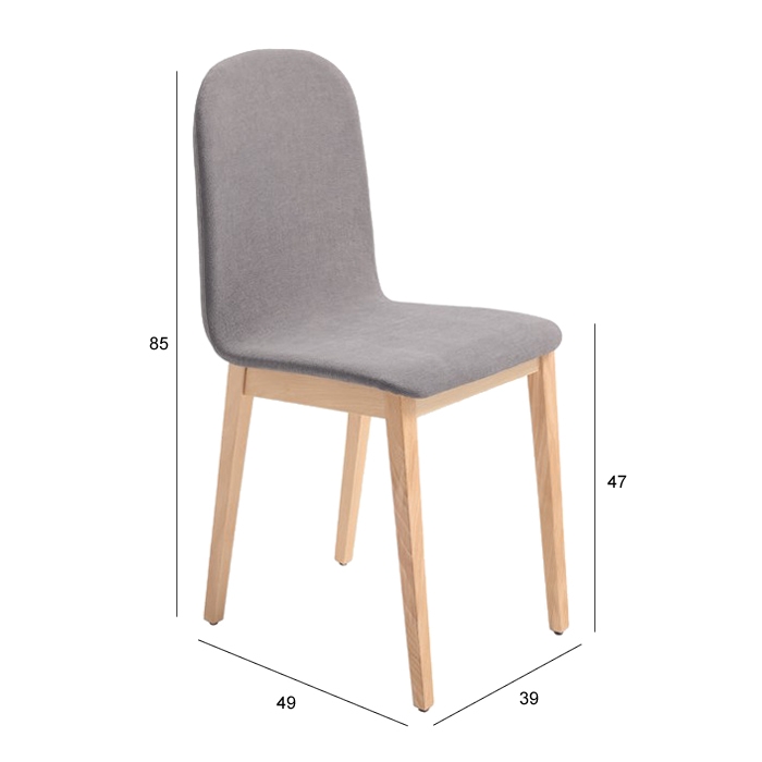 Silla de comedor Rania gris con patas de madera