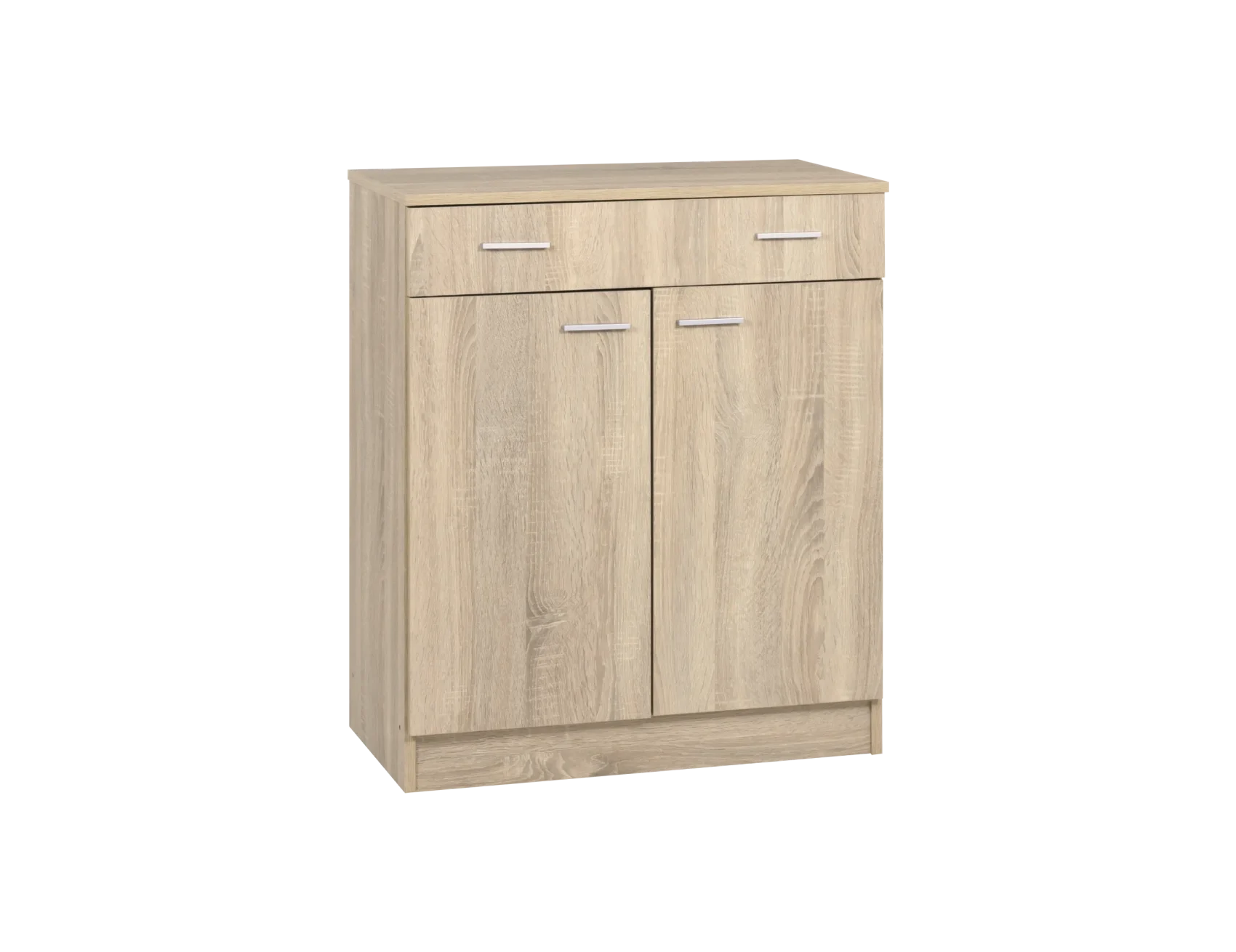Zapatero de madera roble claro con 2 puertas y cajón superior