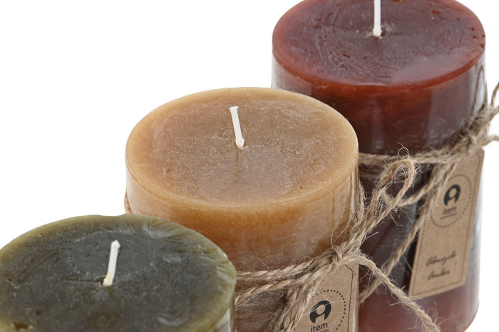 Vela aromática individual con cuerda decorativa – Vainilla, Canela o Ámbar