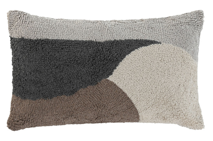 Cojín decorativo rectangular abstracto multicolor en tonos tierra y gris