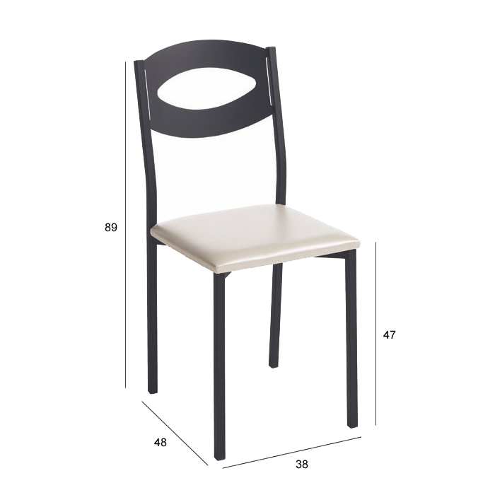 Silla de cocina modelo Oca – estructura negra y asiento beige