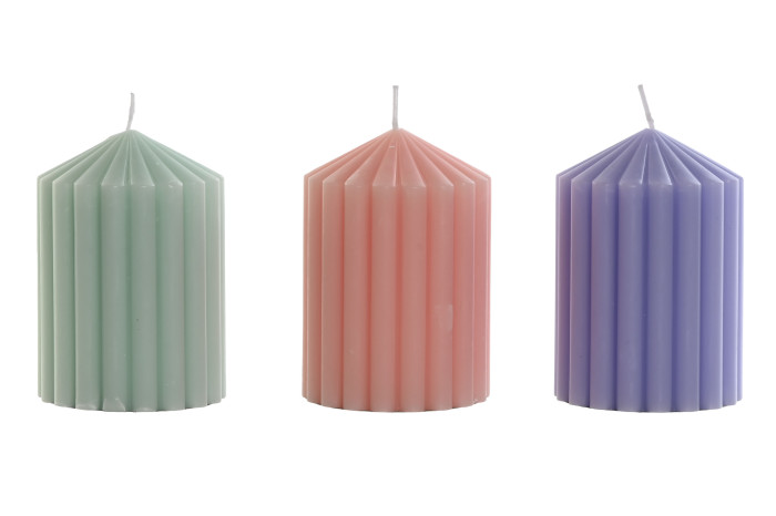 Vela decorativa estriada en colores pastel – Modelo TWIST
