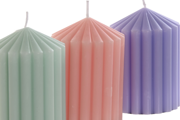 Vela decorativa estriada en colores pastel – Modelo TWIST