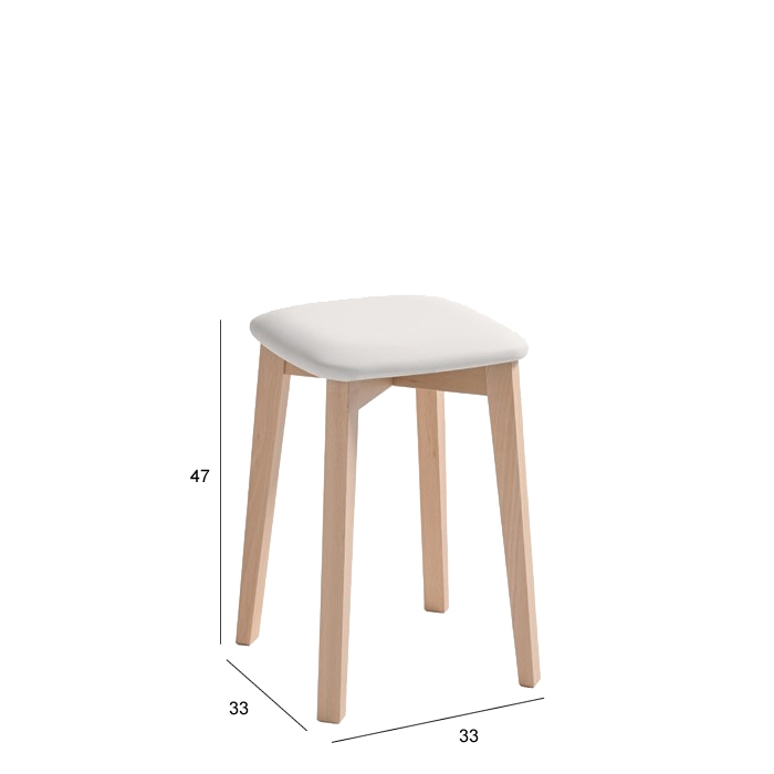 Taburete bajo Zoe blanco con patas de madera