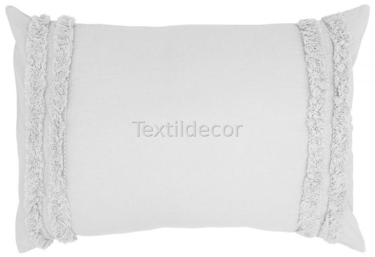 Coixí decoratiu blanc amb franges de serrells (inclou funda i farcit)