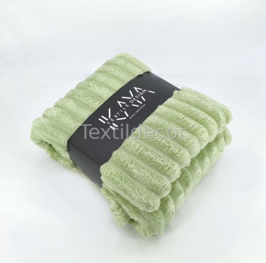 Manta de pèl suau amb disseny acanalat color verd menta