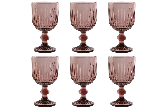 Set 6 Gots de Vidre Rosats Vintage 270 ml