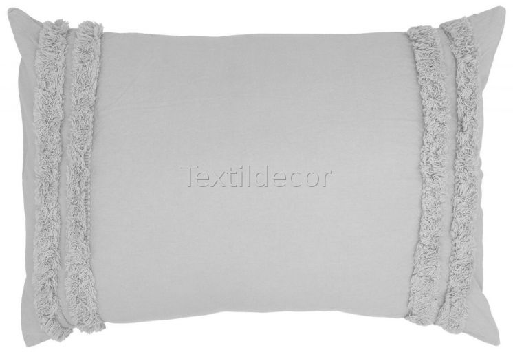 Coixí decoratiu gris amb franges de serrells (inclou funda i farcit)