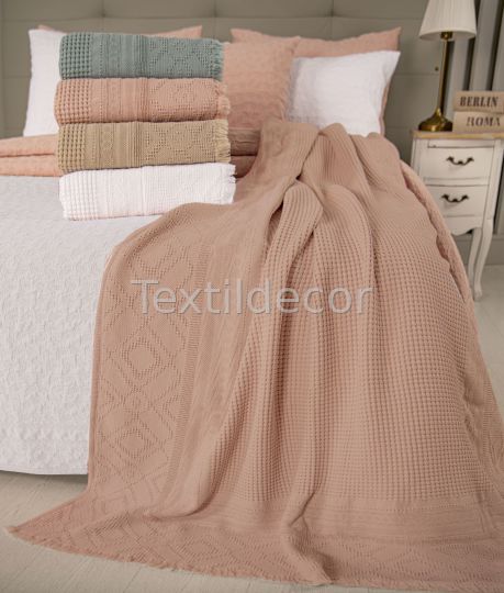 Plaid waffle Cotton Dreams Rosa Nude