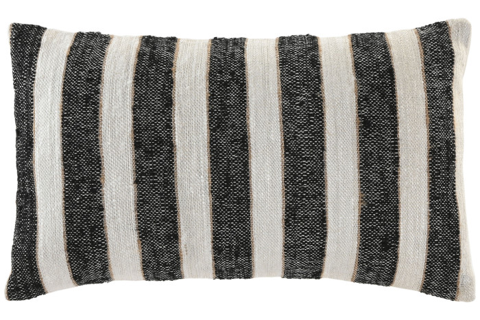 Coixí rectangular de ratlles en blanc i negre – 30x50 cm