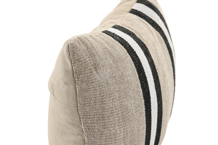 Coixí Rectangular Decoratiu amb Ratlles en Beix, Negre i Blanc 30x50 cm