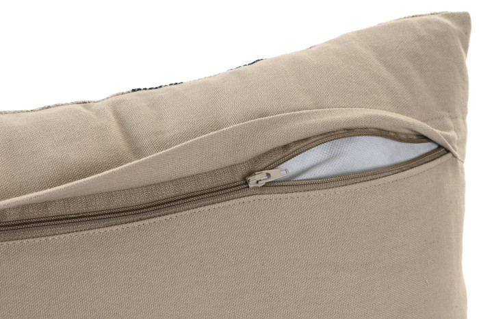 Coixí Rectangular Decoratiu amb Ratlles en Beix, Negre i Blanc 30x50 cm