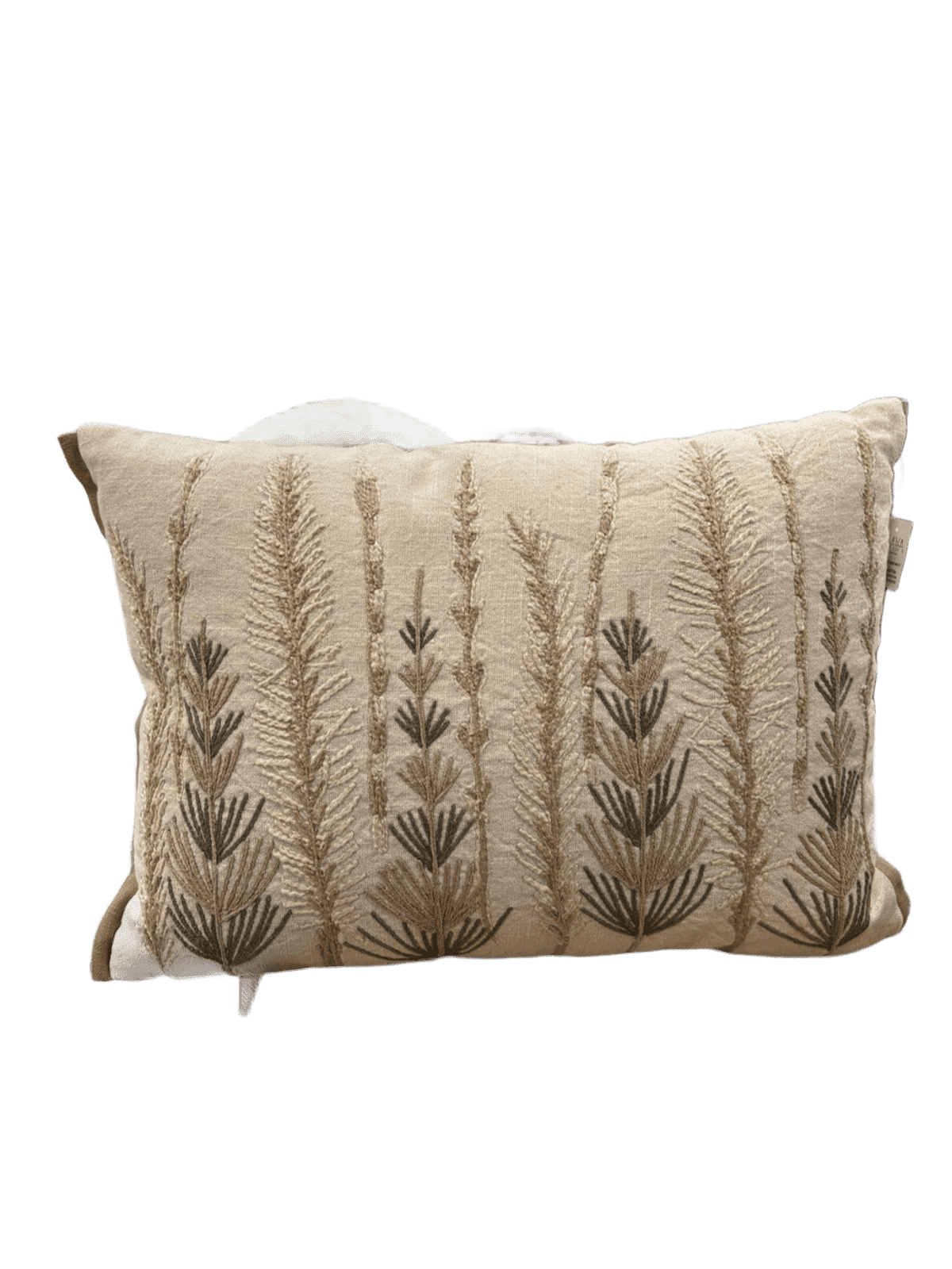 Coixí Decoratiu Brodat Vegetal en Tons Sorra amb Farciment