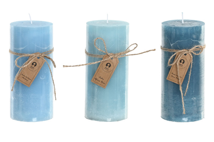 Pack de 3 Espelmes Decoratives Cilíndriques en Tons Blaus