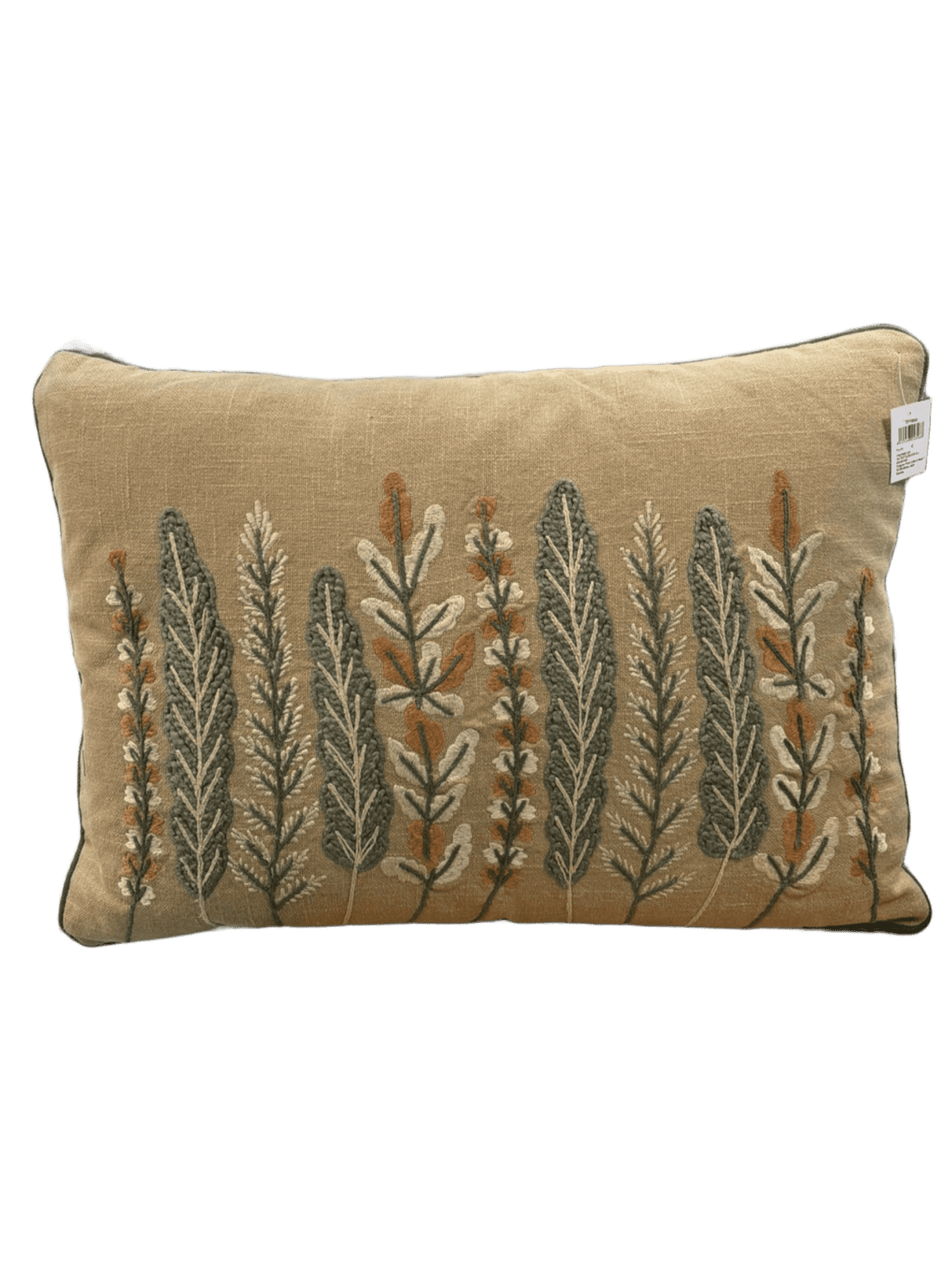 Coixí Decoratiu Brodat Vegetal en Tons Terra amb Farciment