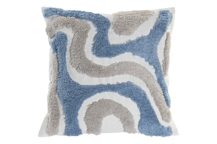 Coixí Decoratiu Texturitzat Abstracte Blau i Beix