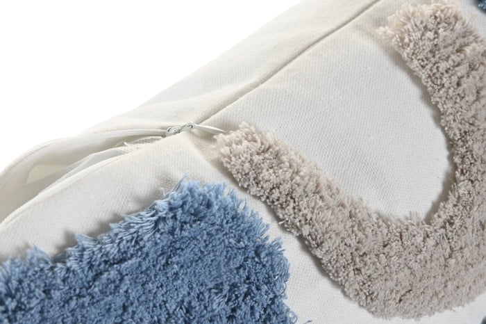 Coixí Decoratiu Texturitzat Abstracte Blau i Beix