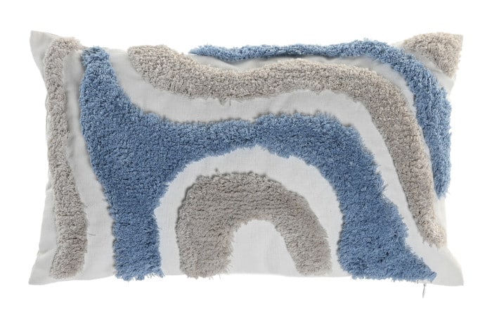 Coixí Decoratiu Texturitzat Abstracte Blau i Beix Rectangular