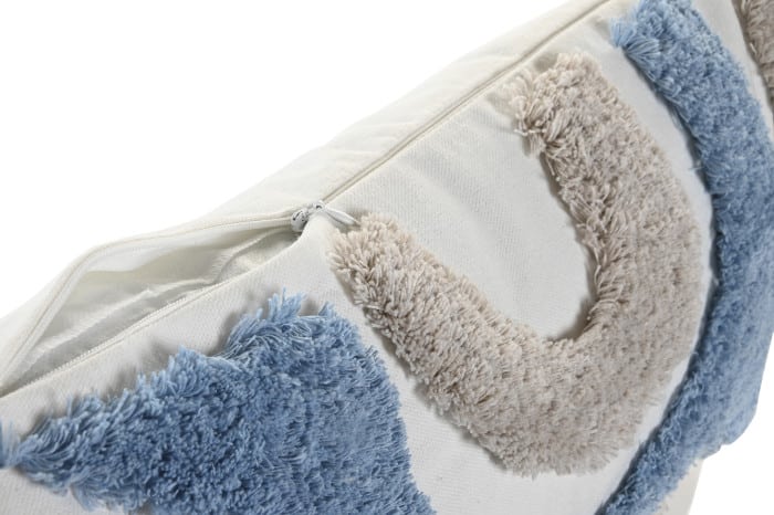 Coixí Decoratiu Texturitzat Abstracte Blau i Beix Rectangular