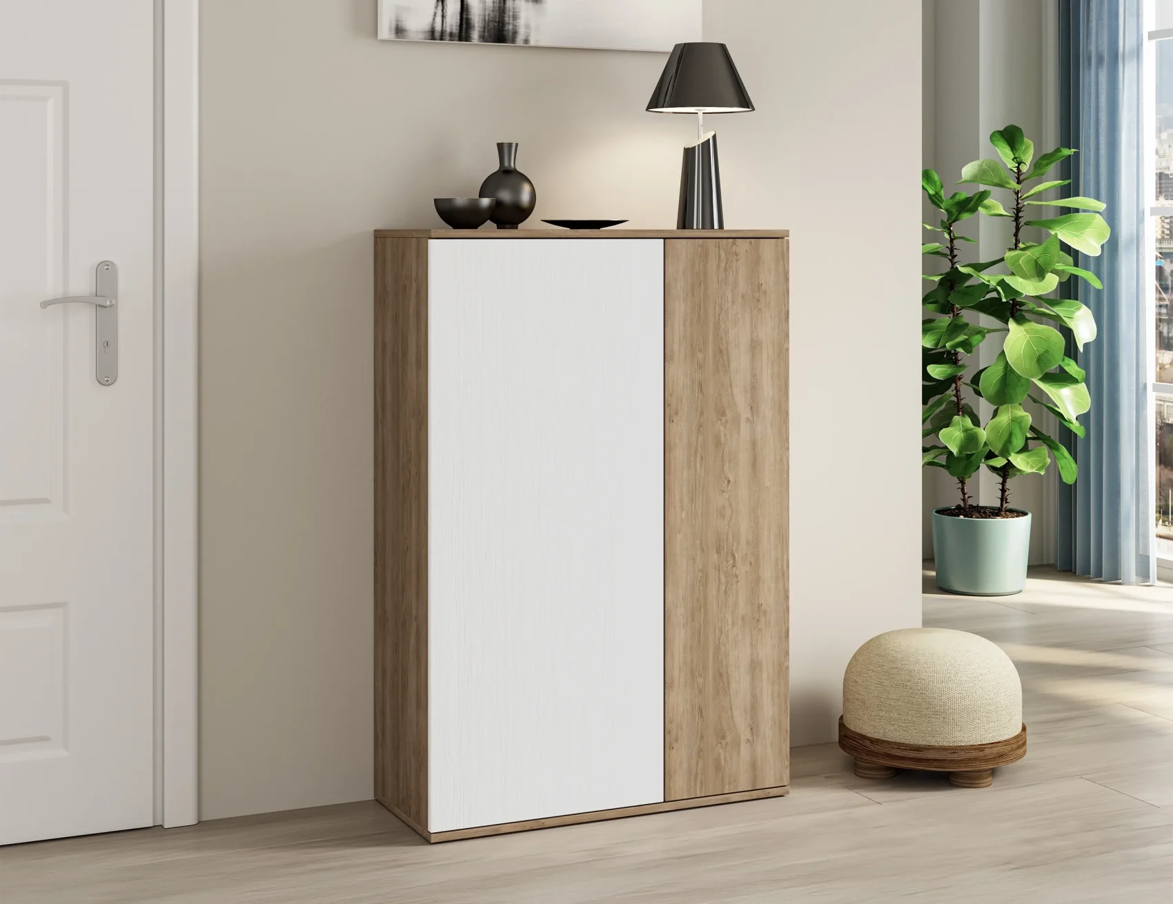 Sabater Modern de Fusta amb Porta Blanca i Prestatges Interiors