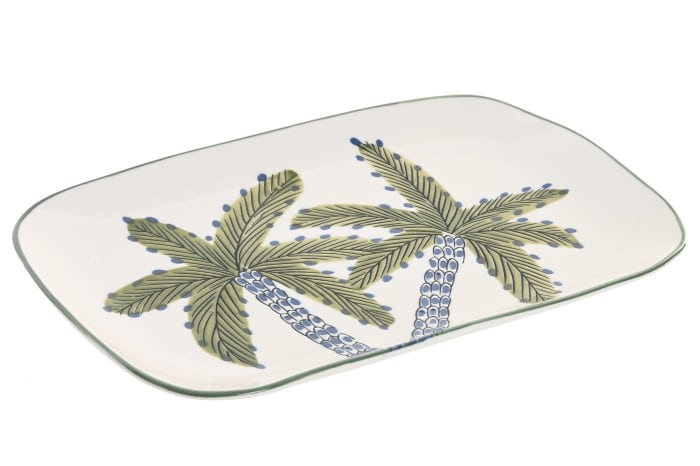 Safata Decorativa Rectangular de Porcellana amb Disseny Tropical