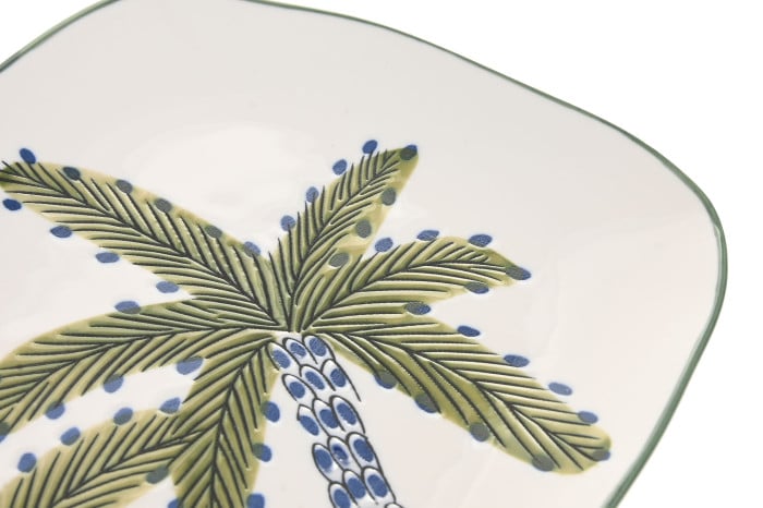Safata Decorativa Rectangular de Porcellana amb Disseny Tropical