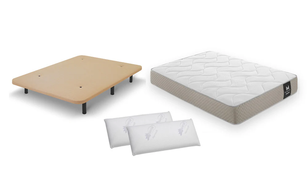 Pack Matalàs Velour amb Base Entapissada i Coixins de Regal