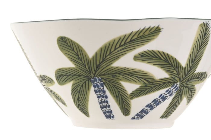 Bol Decoratiu de Porcellana amb Disseny Tropical de Palmeres