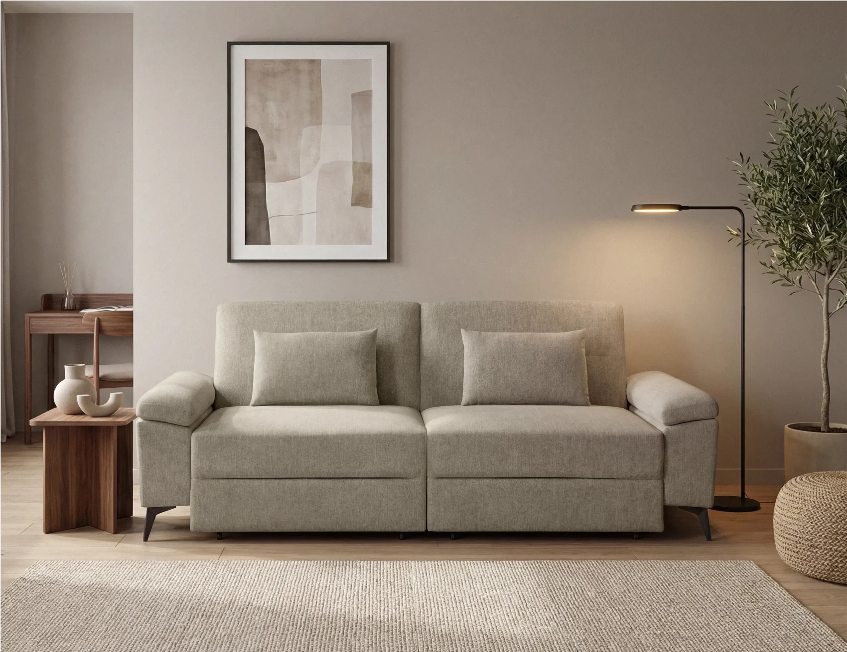 Sofà Llit amb Arcó Beige