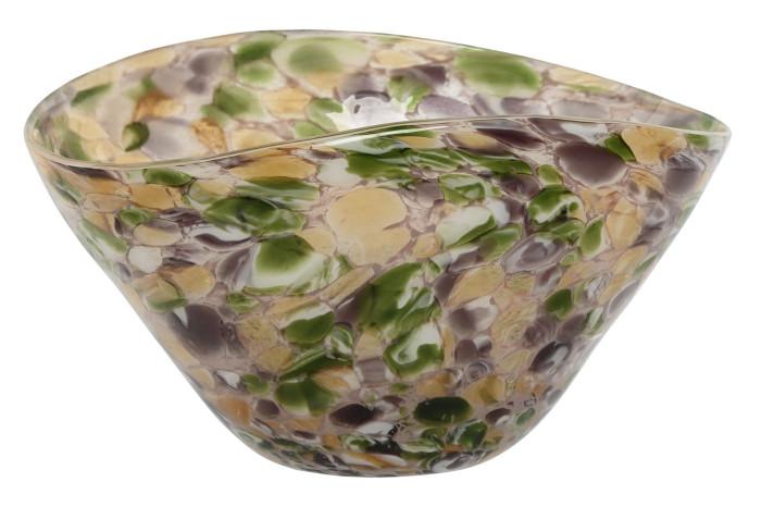 Bol Decoratiu de Vidre Mosaic Verd Ambre – Disseny Artesanal Modern