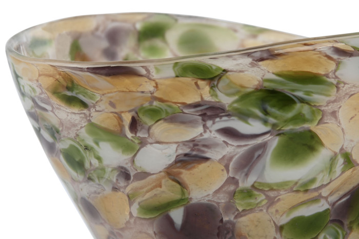 Bol Decoratiu de Vidre Mosaic Verd Ambre – Disseny Artesanal Modern