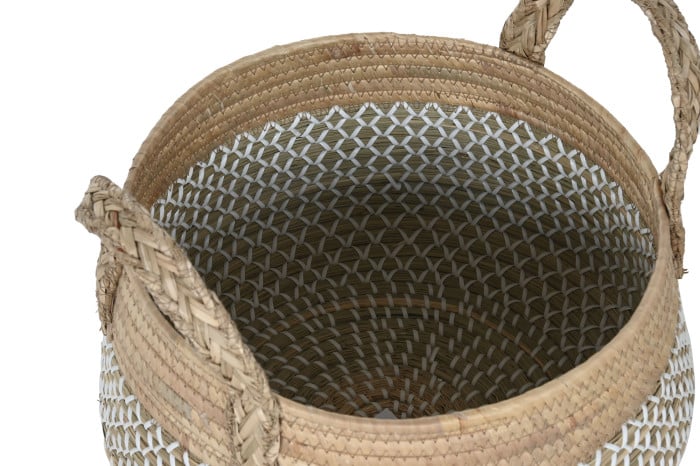 Pack de 2 Cistelles Decoratives de Fibra Natural amb Nanses – Diferents Mides