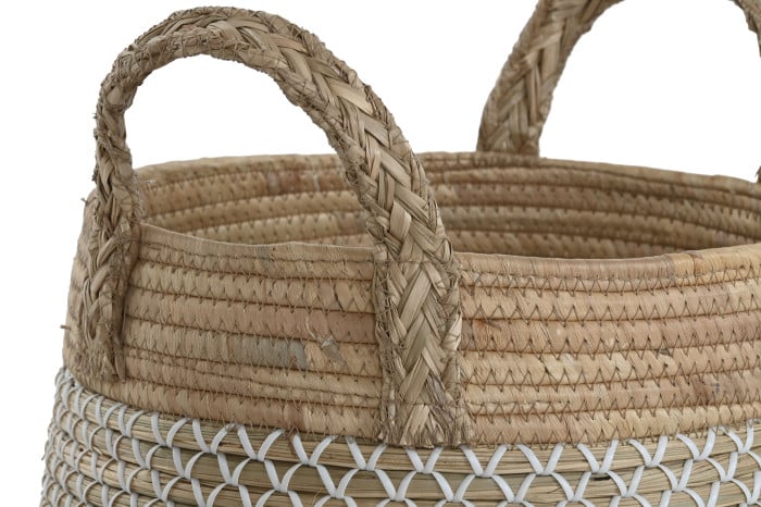 Pack de 2 Cistelles Decoratives de Fibra Natural amb Nanses – Diferents Mides