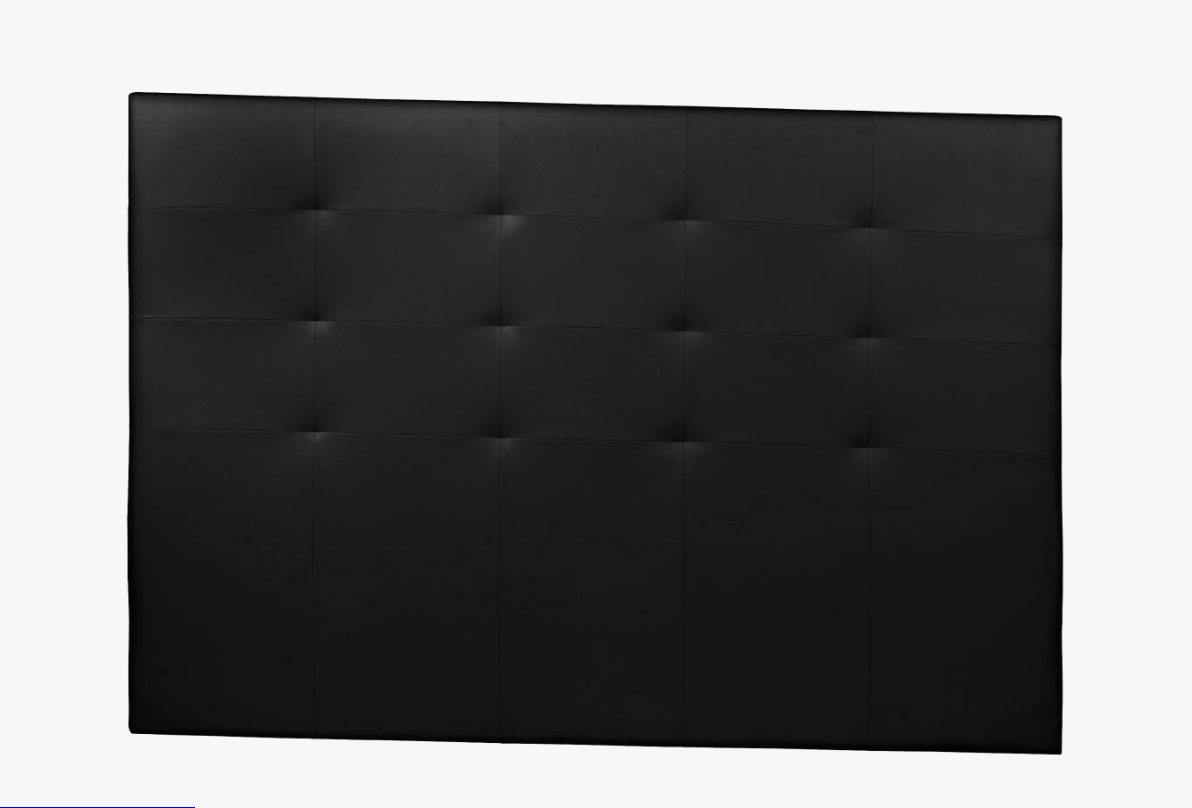 Cabecero Tapizado Modular Negro – Diseño Acolchado Cuadriculado