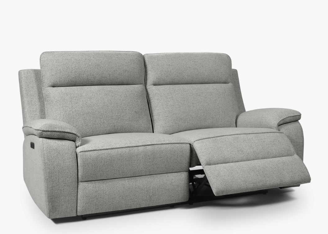 Sofà Relax Elèctric 2 Places amb USB i Teixit Gris