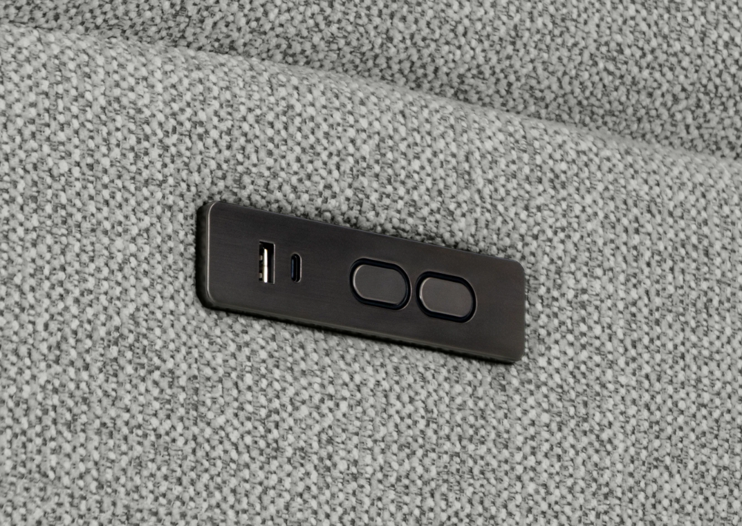 Sofà Relax Elèctric 2 Places amb USB i Teixit Gris
